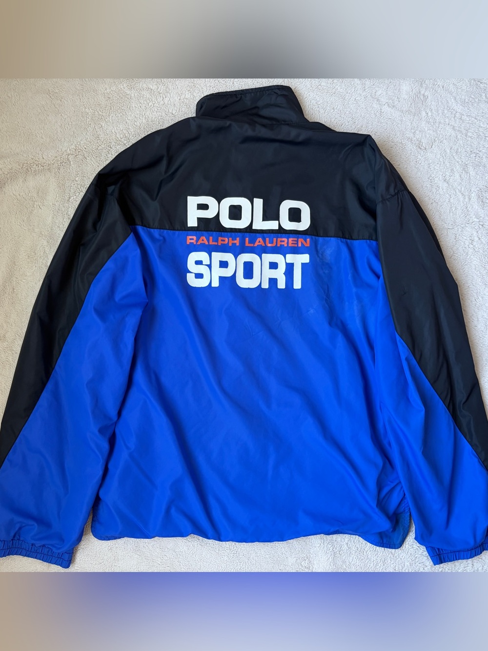 Vintage 90s Polo Sport by Ralph Lauren Blue & Black Colorblock Windbreaker Large - Picture 3 of 14